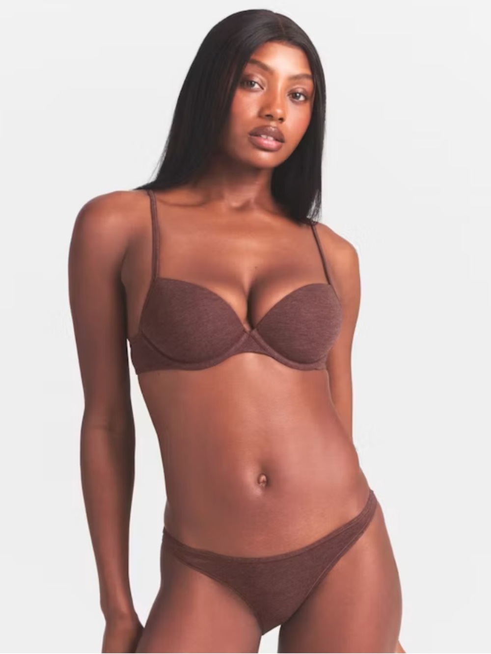 Women’s SKIMS Everyday Cotton T-Shirt Bra in Cocoa Heather
